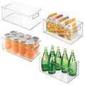 mDesign Plastic Stackable Kitchen Storage Organizer Container Bin for Pantry, Cabinet, Cupboard, Shelves, Fridge, or Freezer - Holds Dry Goods, Sauces, Condiments, Ligne Collection, 4 Pack, Clear