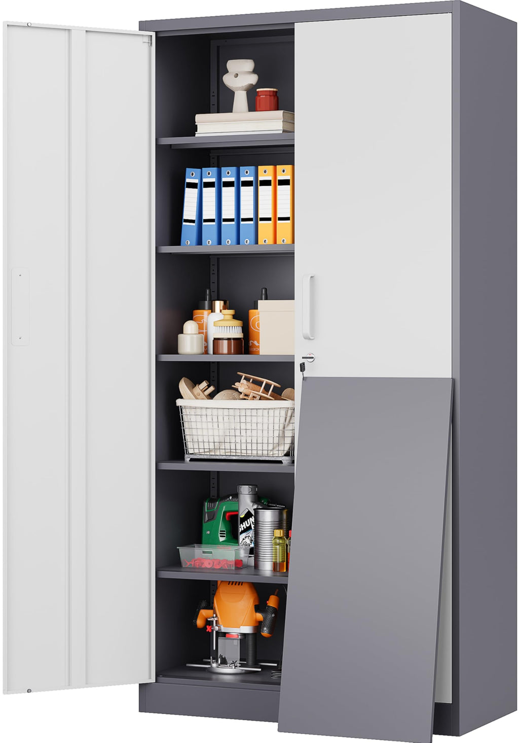 Heavy-Duty Metal Storage Cabinet with Adjustable Shelves