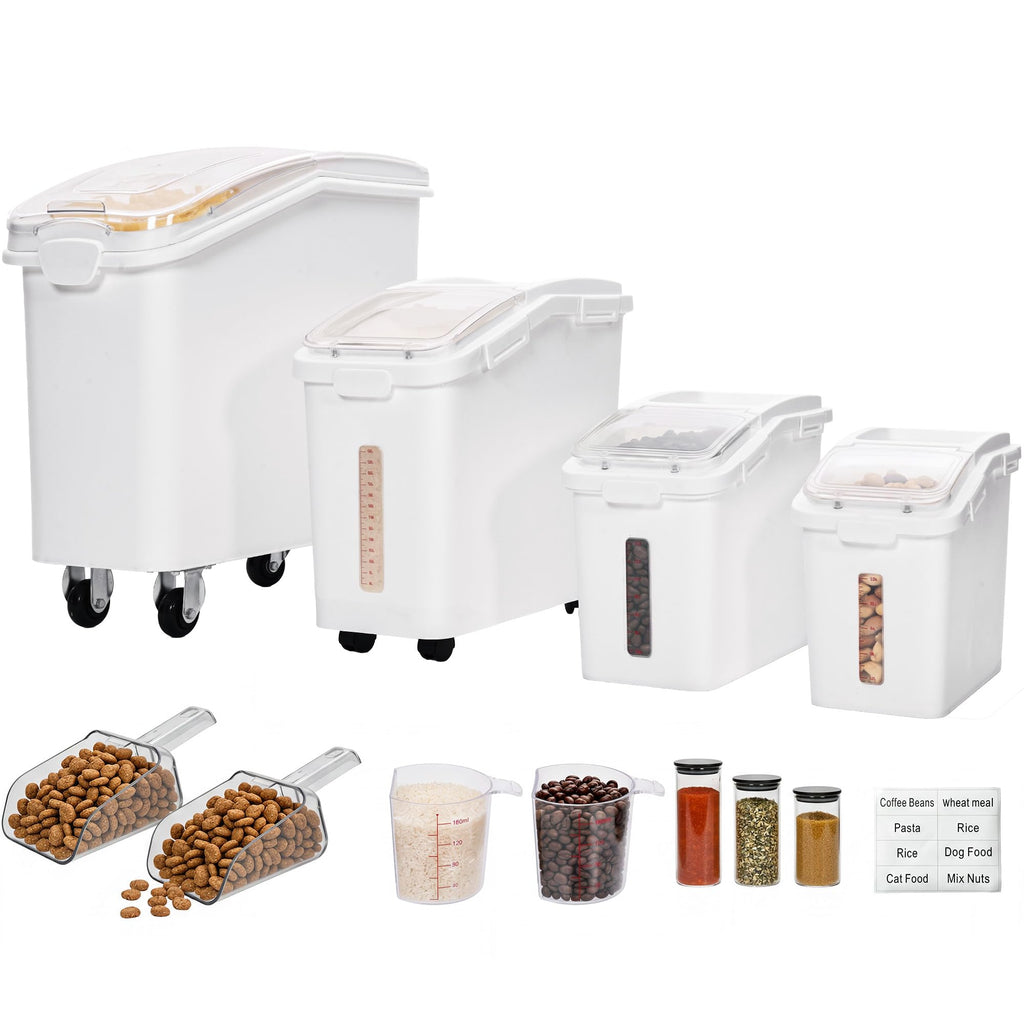11.4-Gallon Rolling Flour & Rice Storage Bin with Scoop