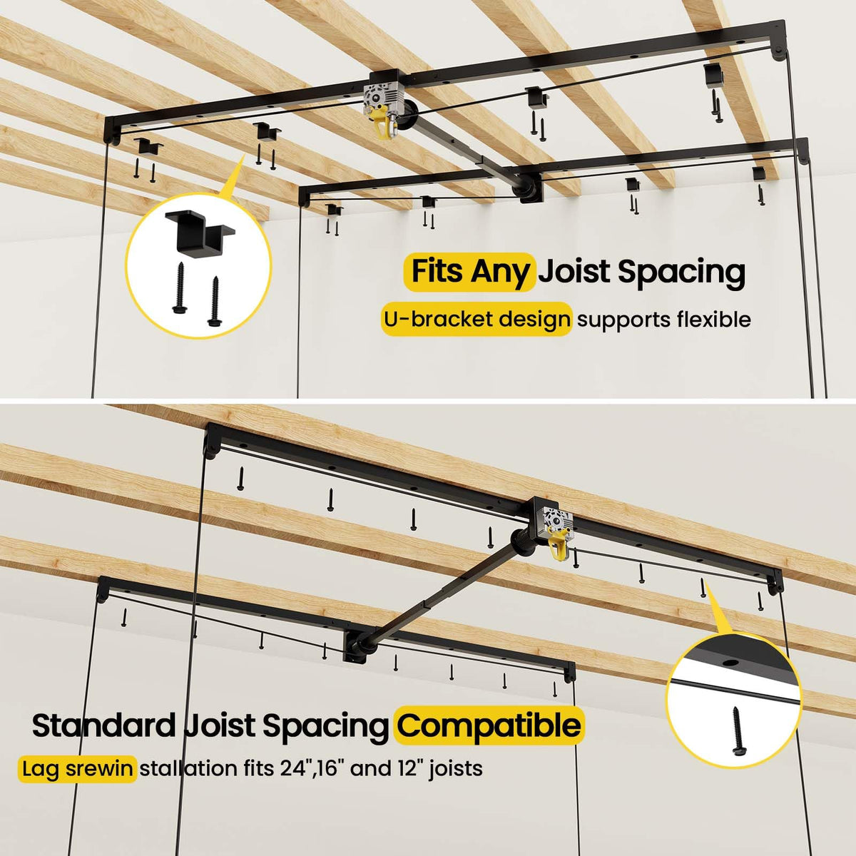 Heavy-Duty 4x8 Overhead Garage Storage Rack, 500 lb