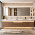 KOCFUA Floating Double Bathroom Vanity with Integrated Sinks & LED Mirror