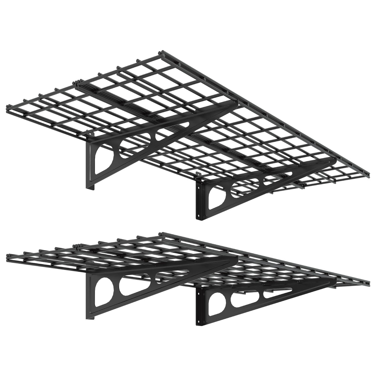 Wall-Mounted Garage Storage Shelf Rack with Utility Hooks