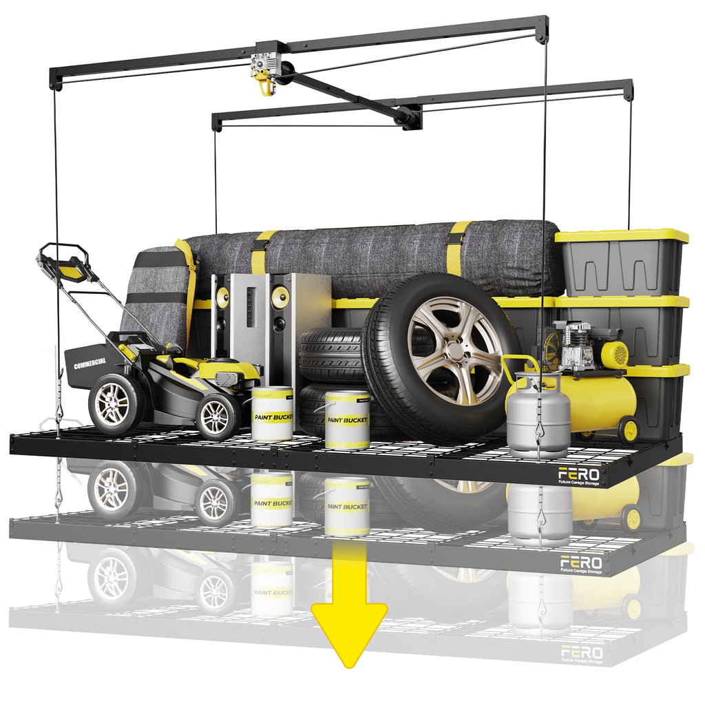 Heavy-Duty 4x8 Overhead Garage Storage Rack, 500 lb
