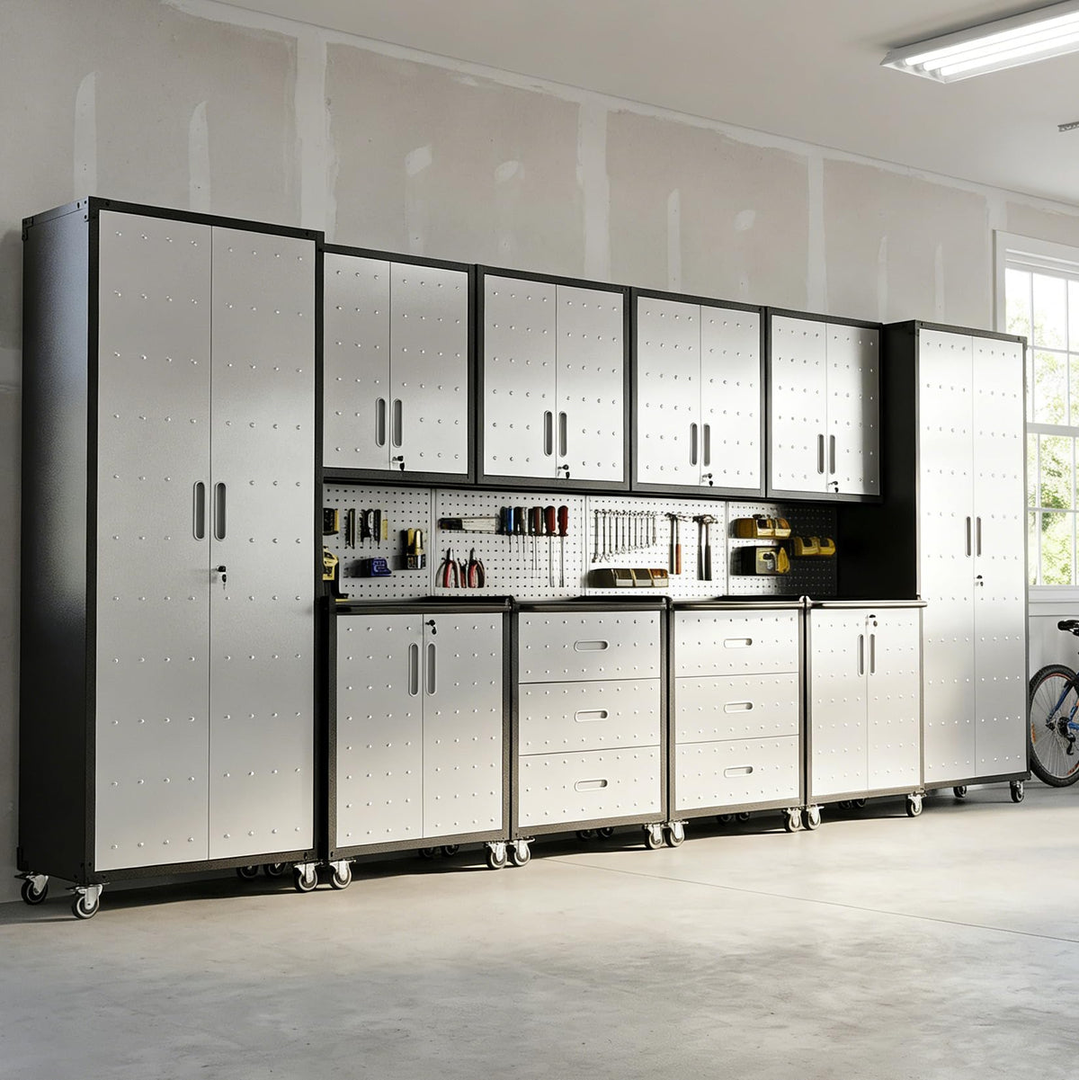 Heavy-Duty Modular Garage Cabinet & Tool Bench System