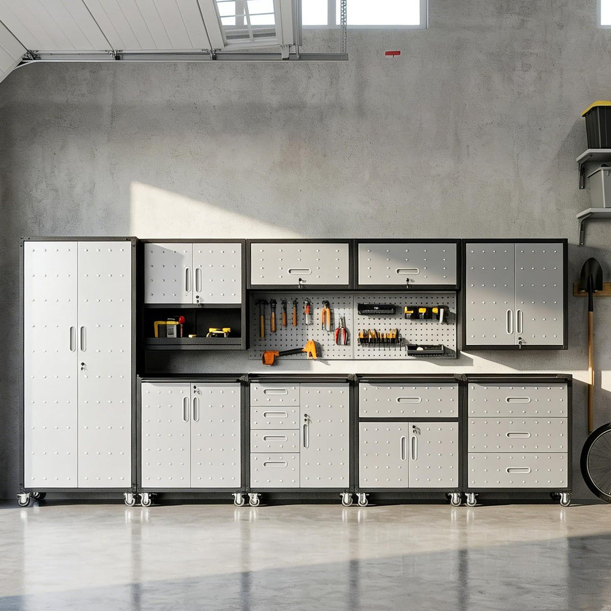Heavy-Duty Modular Garage Cabinet & Tool Bench System