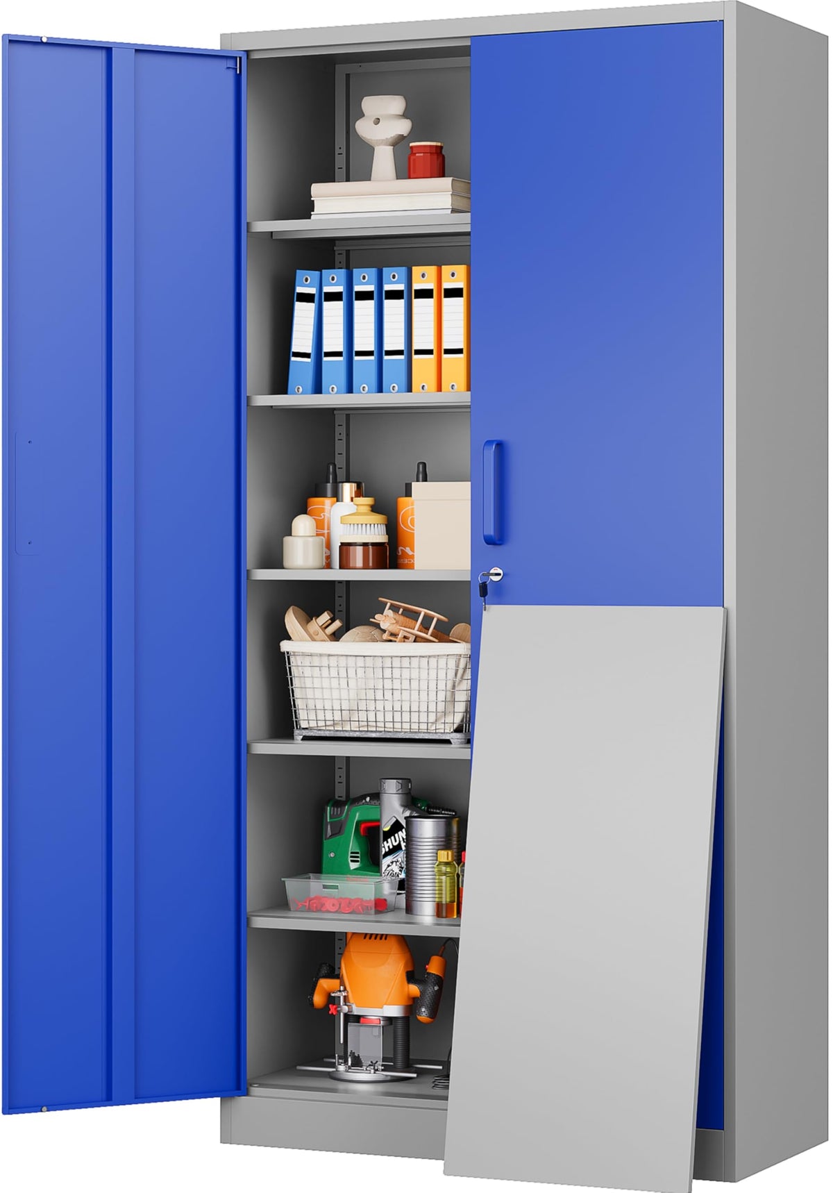 Heavy-Duty Metal Storage Cabinet with Adjustable Shelves