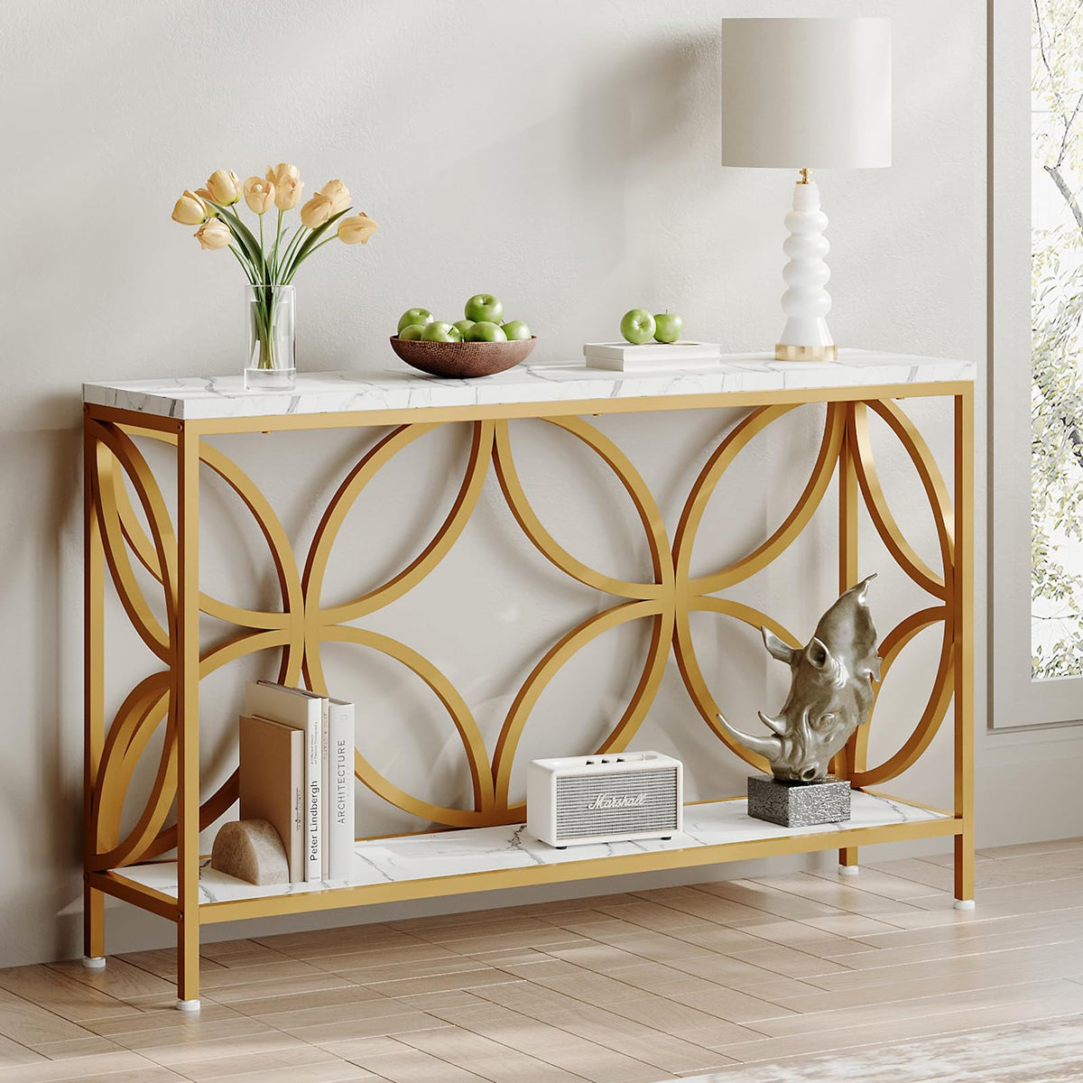 47.2-Inch Narrow Sofa Console Table with Entryway Storage
