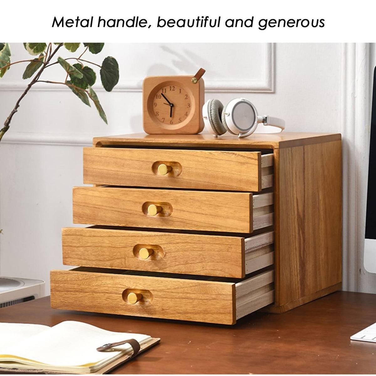 Desktop Storage Box With Drawers - Desktop File Cabinet Organizers, With Drawers Vintage Wooden Storage Box, Wood Desktop File Organizer Office Supplies And Accessories, Rustic Jewelry