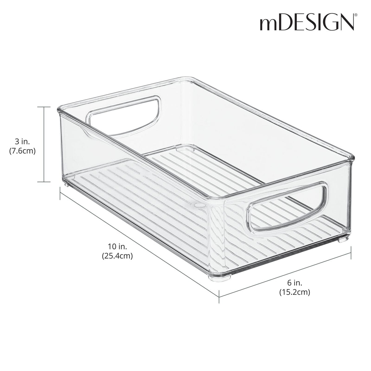 mDesign Plastic Stackable Kitchen Storage Organizer Container Bin for Pantry, Cabinet, Cupboard, Shelves, Fridge, or Freezer - Holds Dry Goods, Sauces, Condiments, Ligne Collection, 4 Pack, Clear