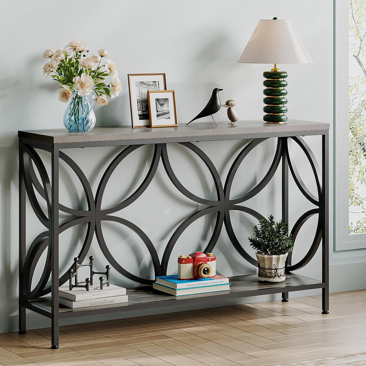 47.2-Inch Narrow Sofa Console Table with Entryway Storage