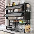 Space-Saving Kitchen Sink Shelf - Multifunctional Double Layer Dish Rack, Dustproof Countertop Organizer, 65cm/25.6in, Ideal for Draining and Storing Dishes (White)