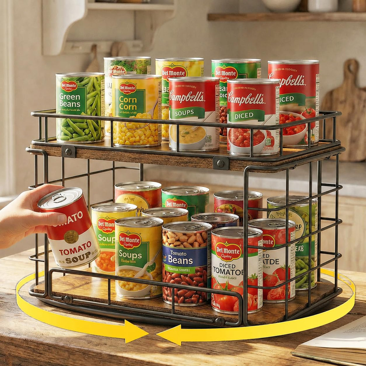 360° Rotating Can Rack Organizer for Pantry