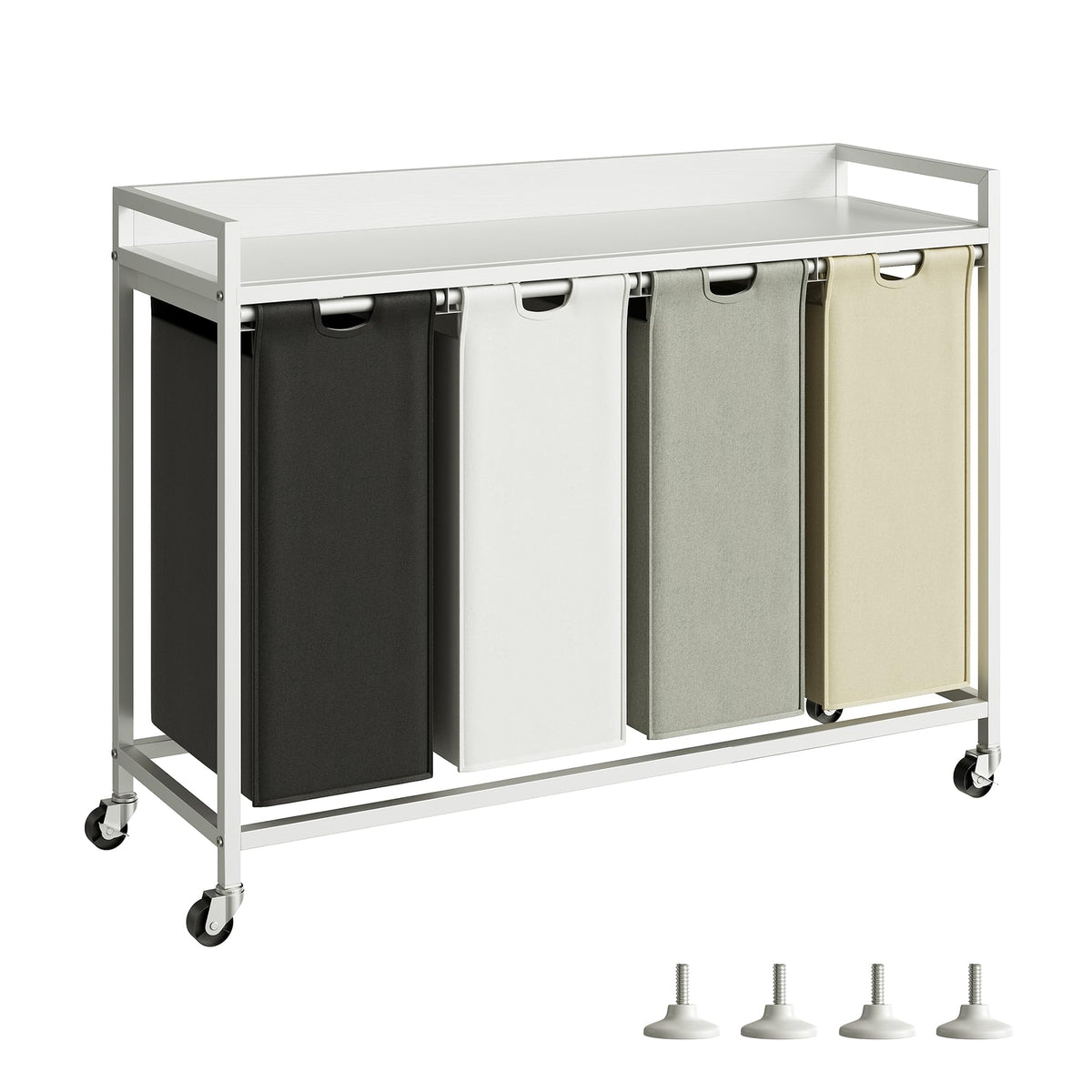 Herture Laundry Hampers with Shelf and Pull-Out Laundry Bag - Large Metal Frame
