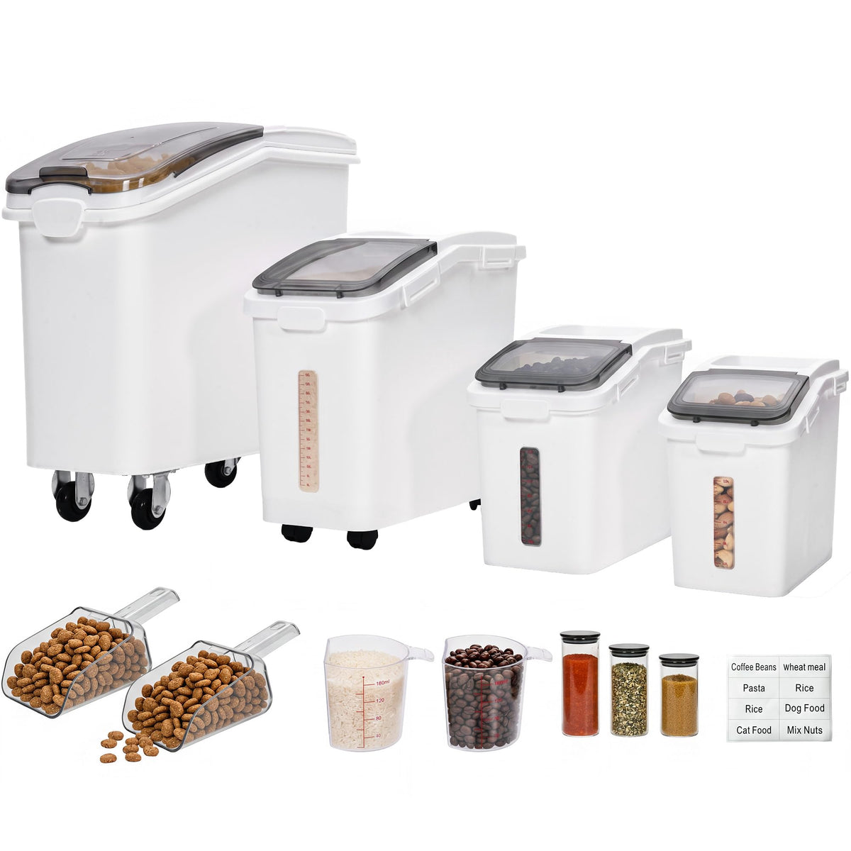 11.4-Gallon Rolling Flour & Rice Storage Bin with Scoop