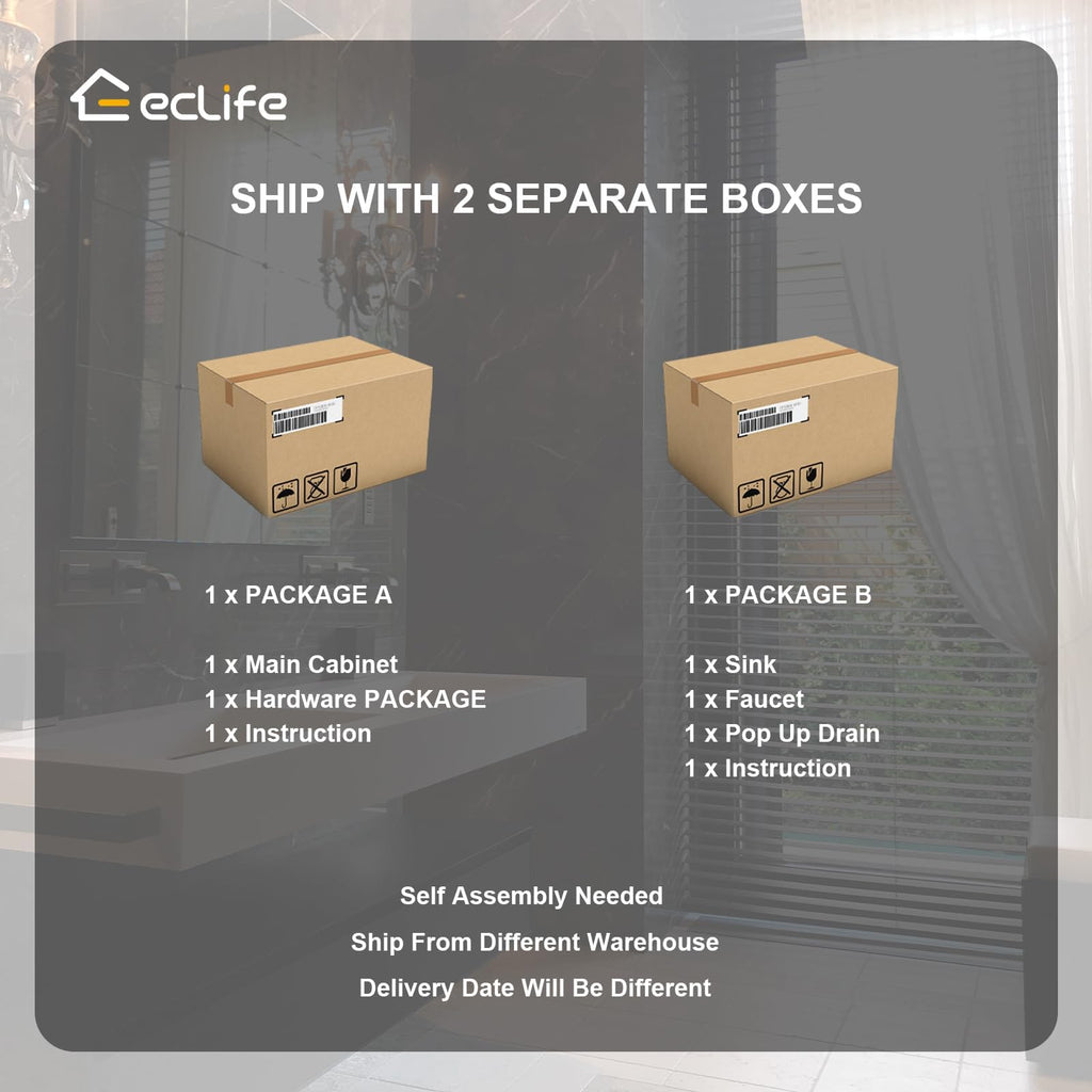 eclife Modern Bathroom Vanity Cabinet with Vessel Sink Combo (18+24)