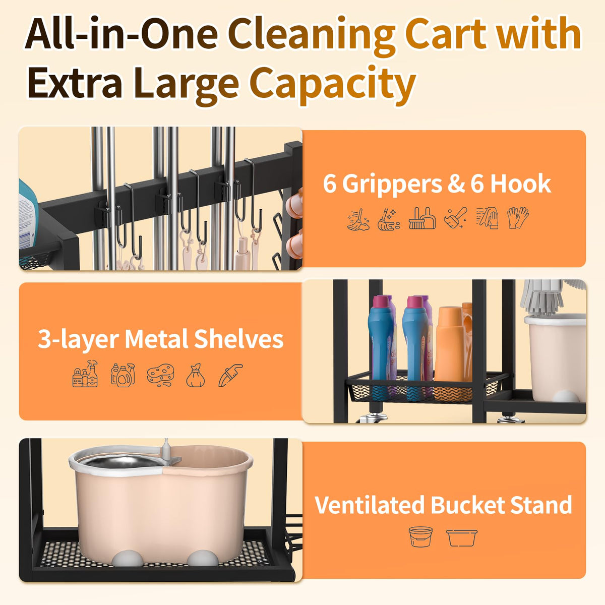 Large-Capacity Broom & Cleaning Supply Storage Organizer