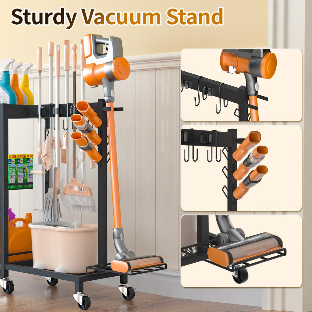 Large-Capacity Broom & Cleaning Supply Storage Organizer