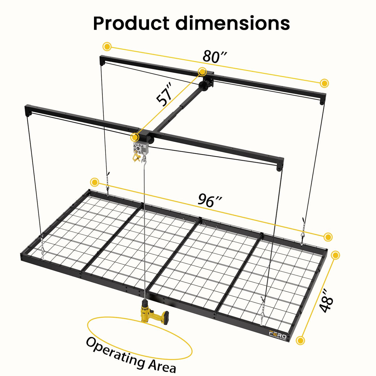 Heavy-Duty 4x8 Overhead Garage Storage Rack, 500 lb