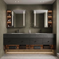 HAPPYZONE Floating Double Sink Bathroom Vanity with Storage Drawers