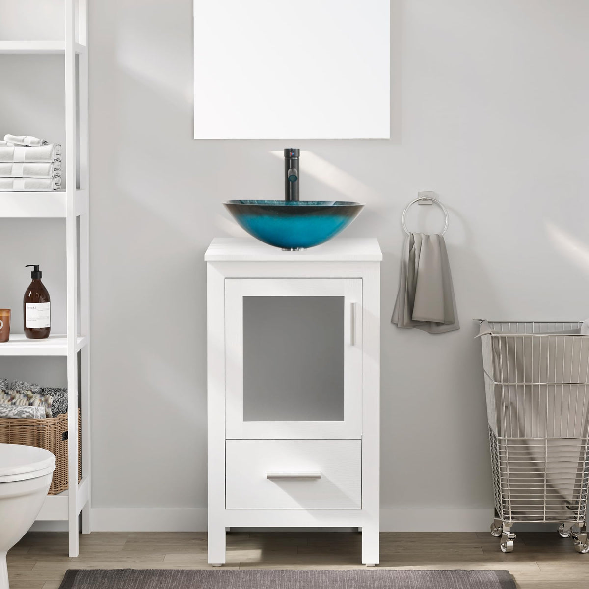 eclife Modern Bathroom Vanity Cabinet with Vessel Sink Combo (18+24)