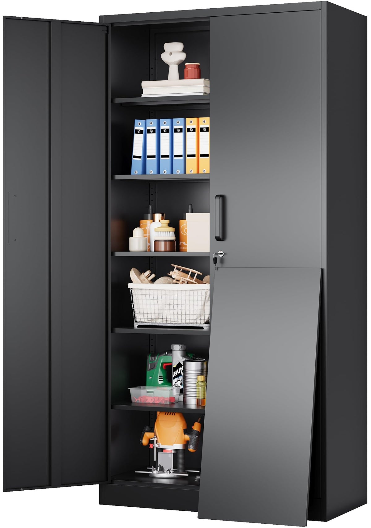 Heavy-Duty Metal Storage Cabinet with Adjustable Shelves