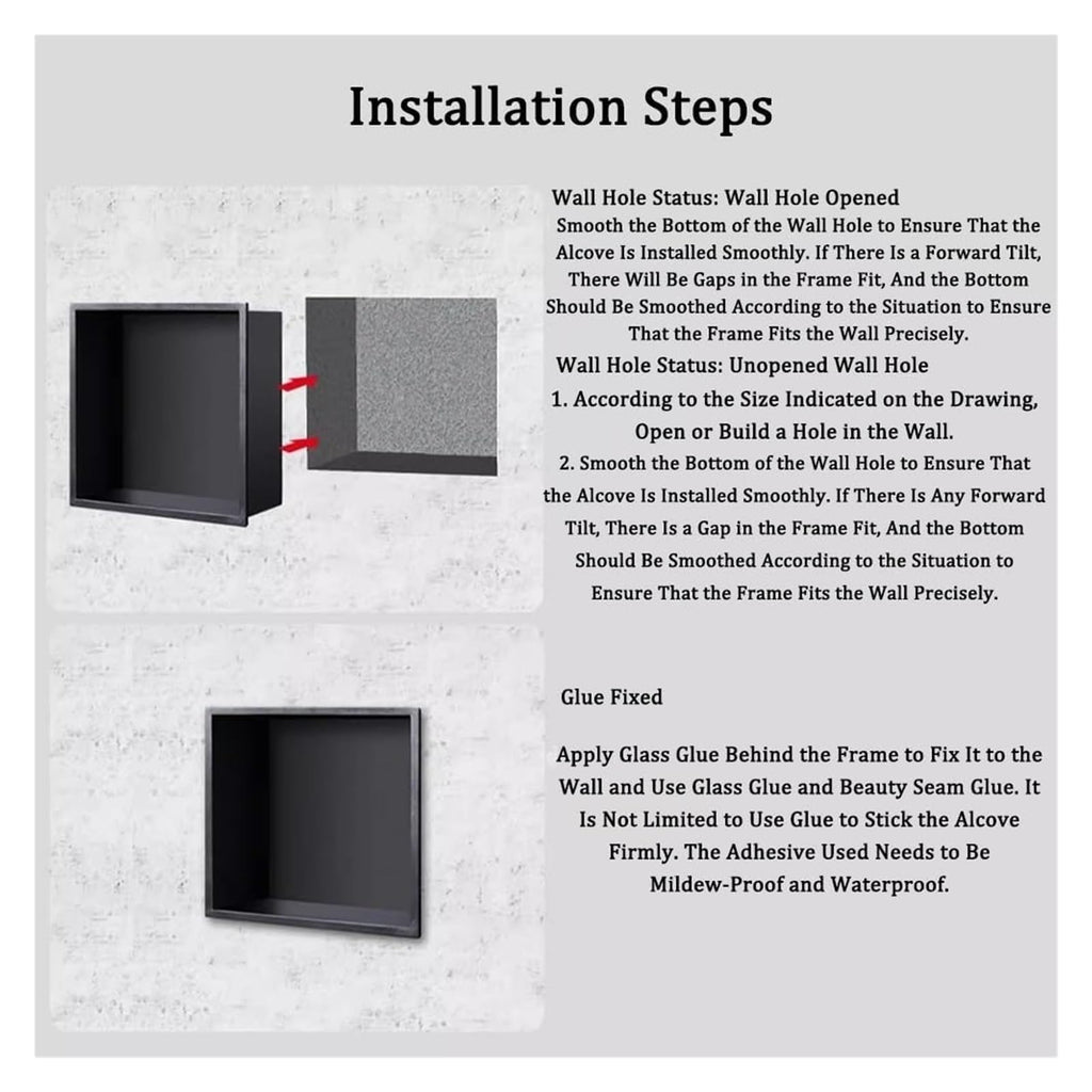 Stainless Steel Shower Nich, Waterproof Storage Toilet Paper Holder Shower Niche, Recessed Trash Can Alcove for Bathroom Storage/Shampoo/Toiletries,Gold,28x60x13.5cm