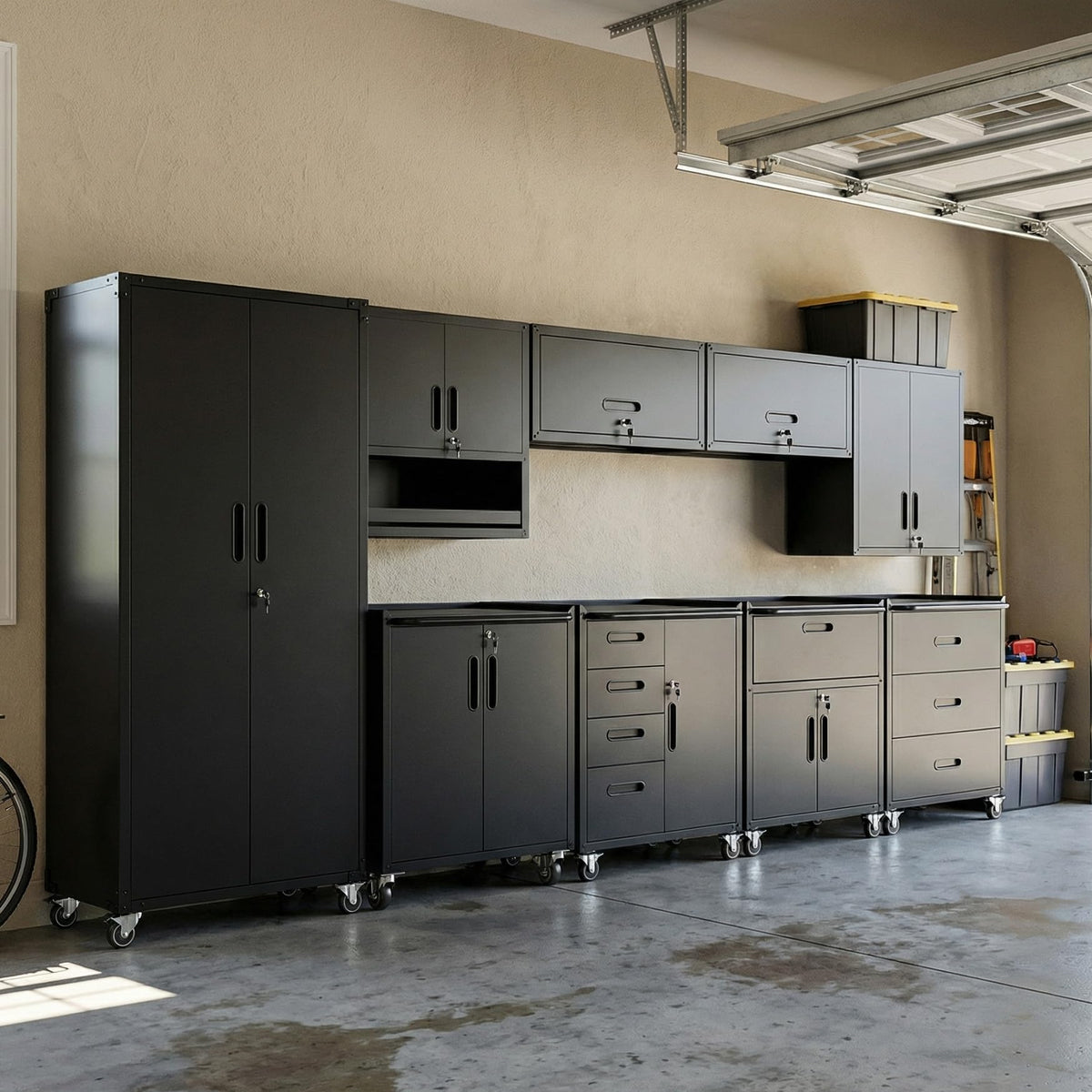 Heavy-Duty Modular Garage Cabinet & Tool Bench System