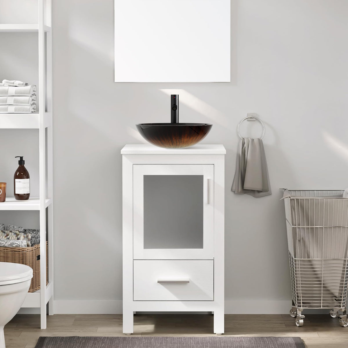 eclife Modern Bathroom Vanity Cabinet with Vessel Sink Combo (18+24)