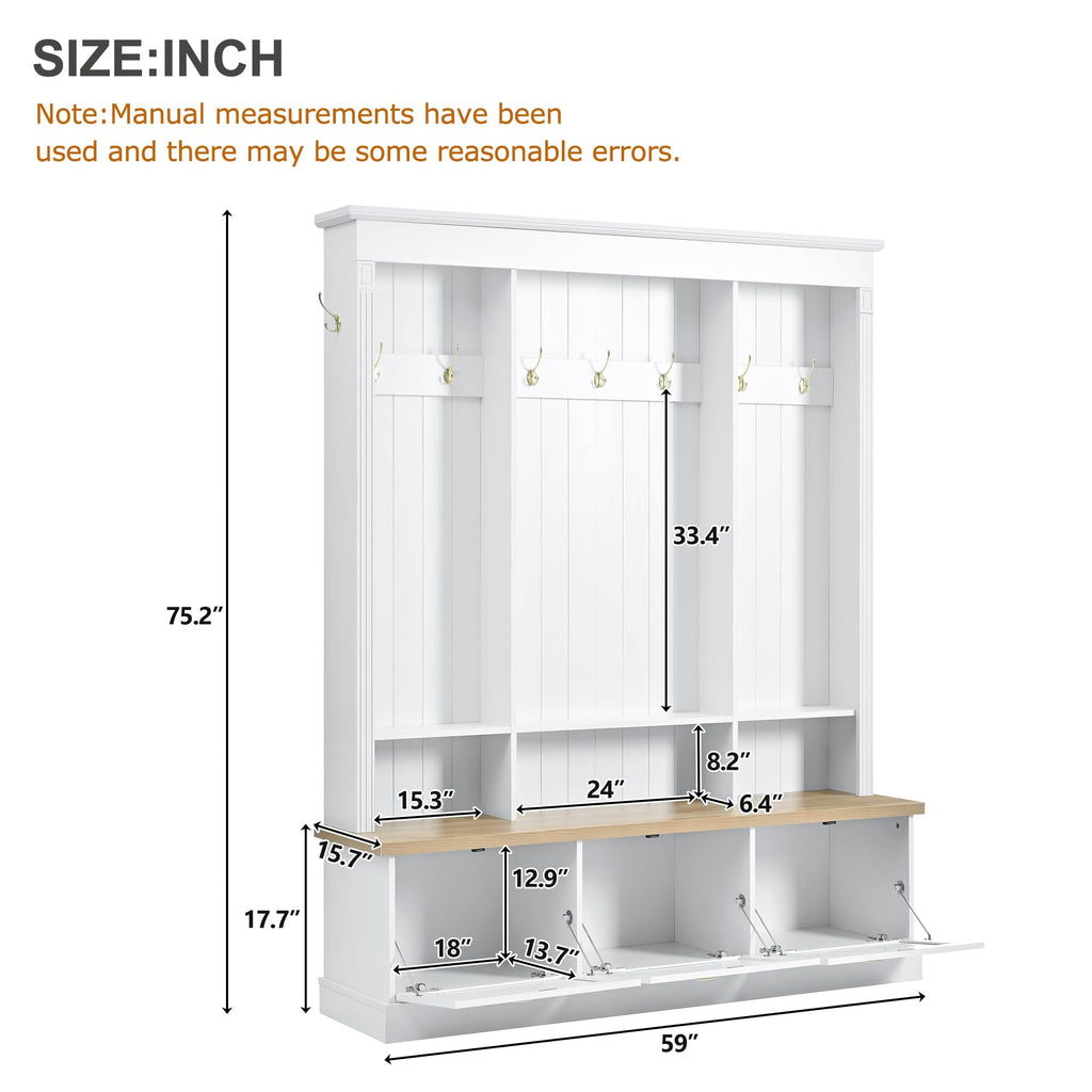 Freestanding Wardrobe Closet with Clothes Rack, Garment Armoire for
