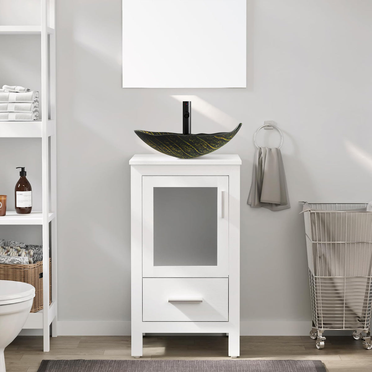eclife Modern Bathroom Vanity Cabinet with Vessel Sink Combo (18+24)