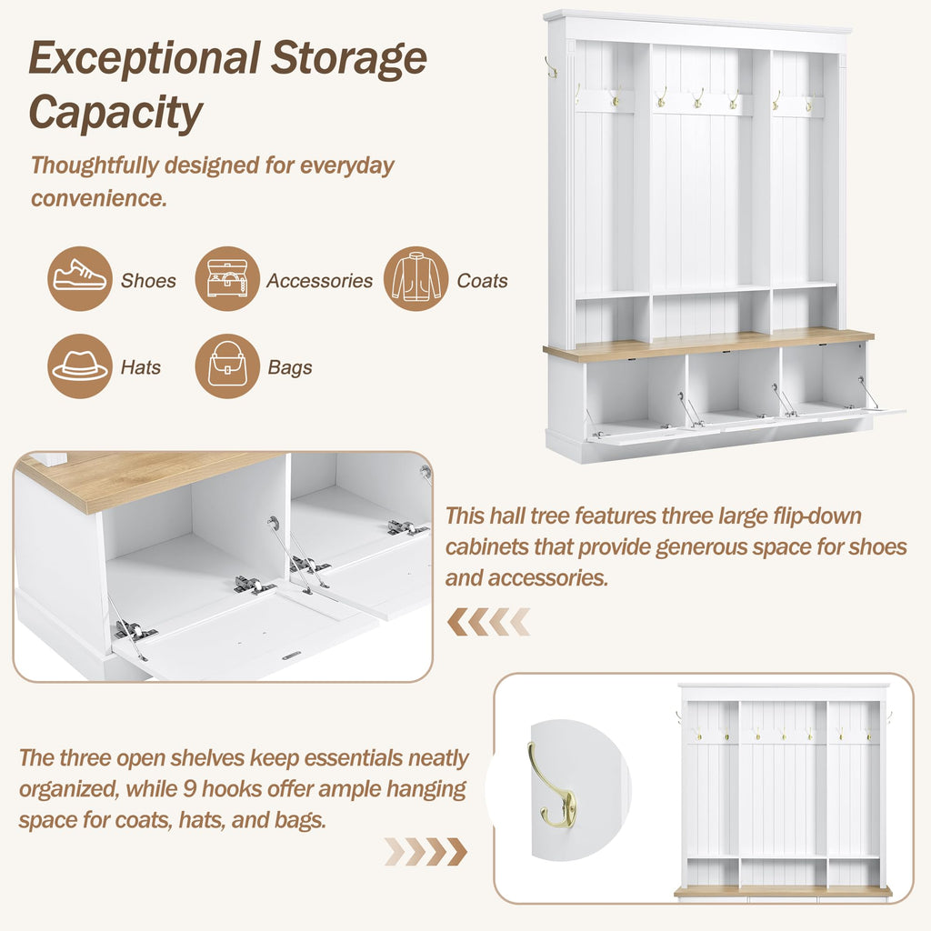 Freestanding Wardrobe Closet with Clothes Rack, Garment Armoire for