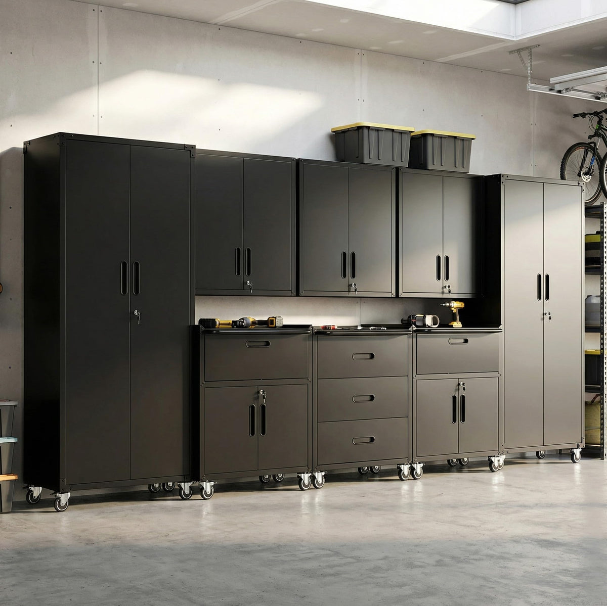 Heavy-Duty Modular Garage Cabinet & Tool Bench System
