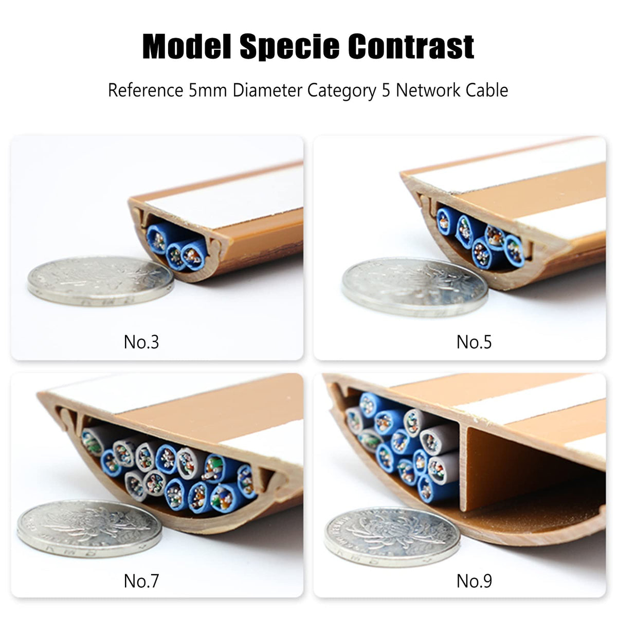 Wood Grain Cable Raceway for Desk & Wall Cord Management