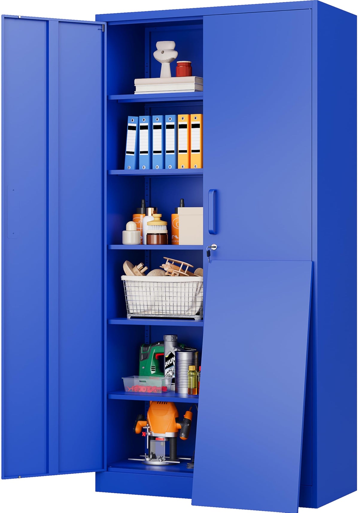Heavy-Duty Metal Storage Cabinet with Adjustable Shelves