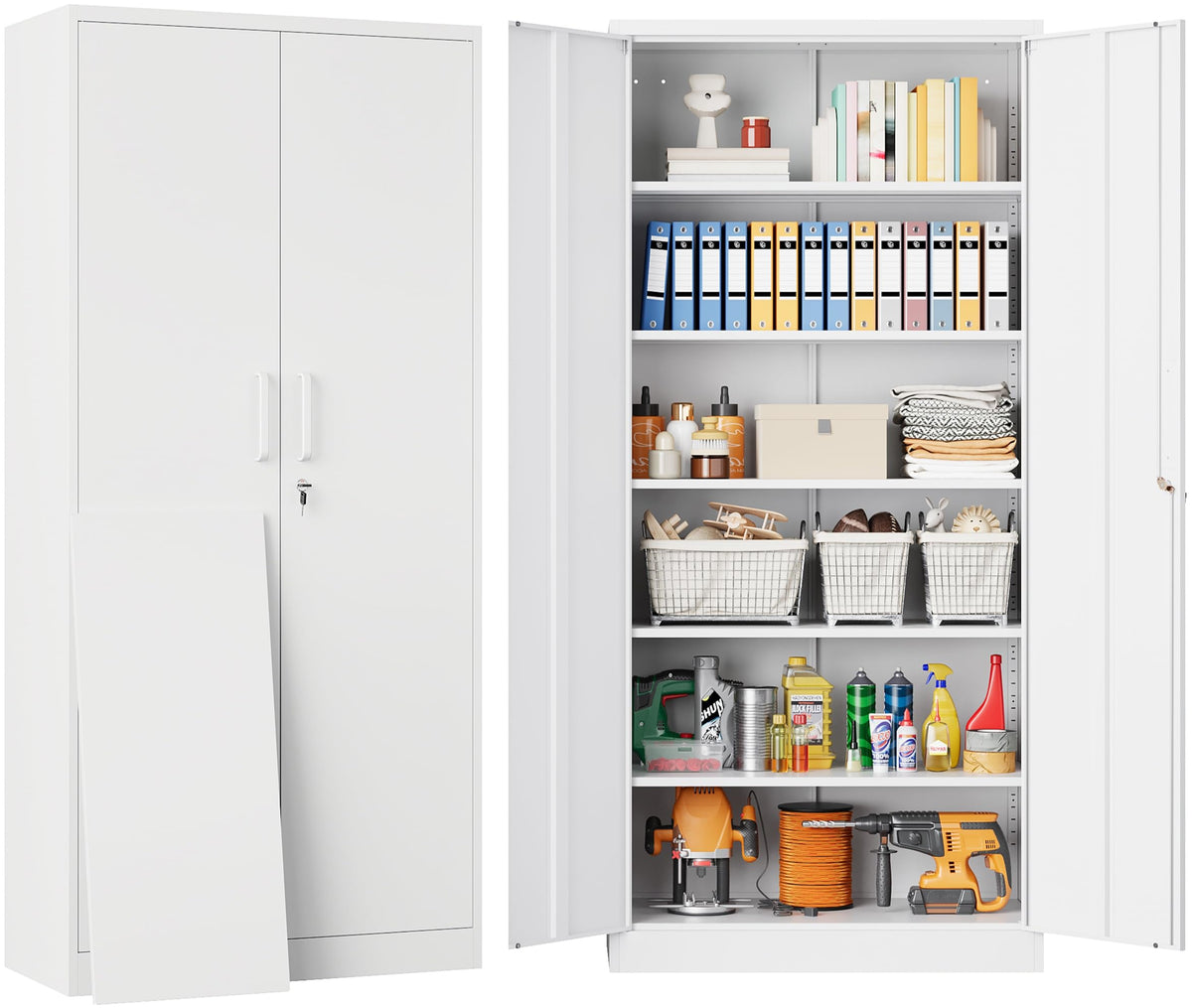 Heavy-Duty Metal Storage Cabinet with Adjustable Shelves