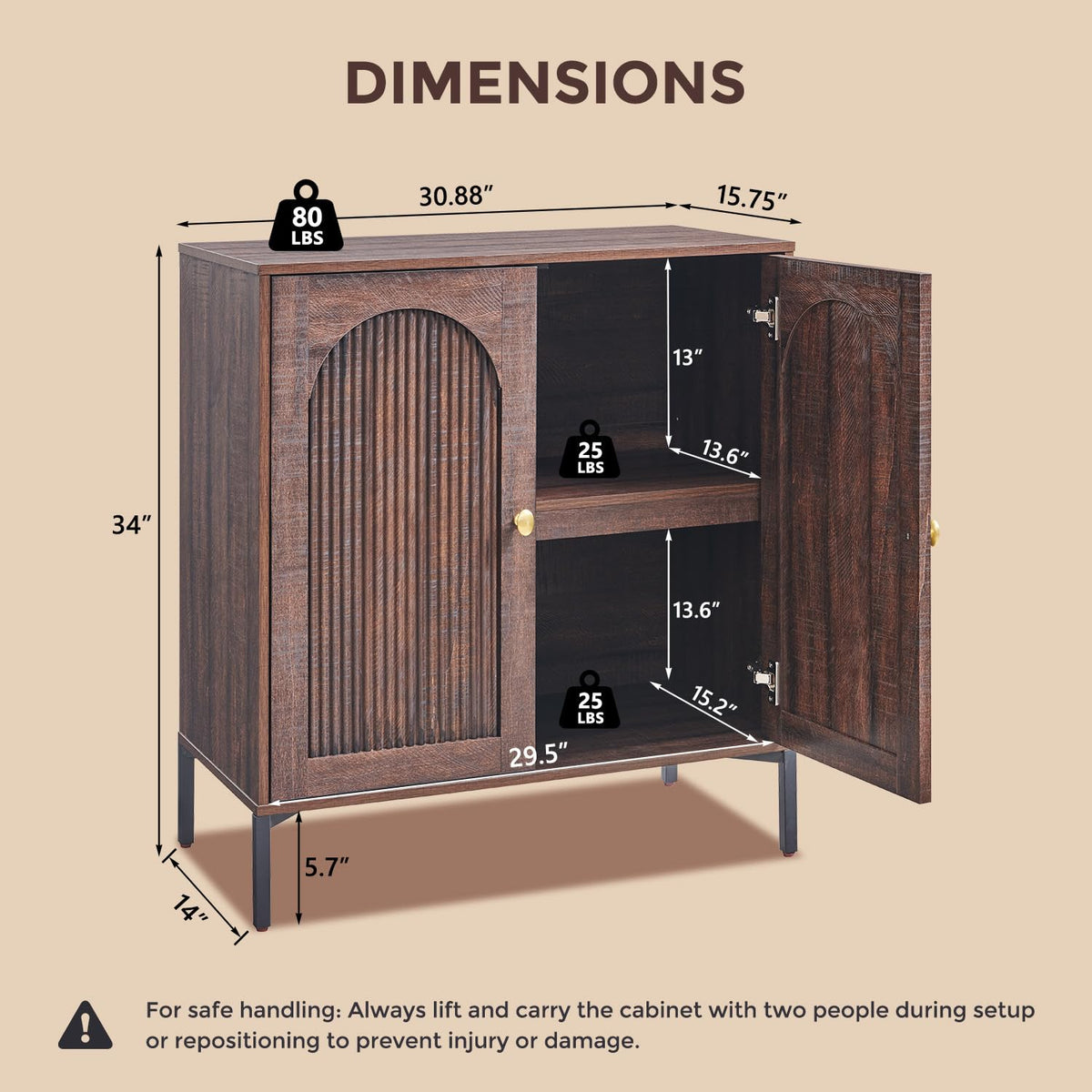 Modern Buffet Storage Cabinet with Spacious Interior