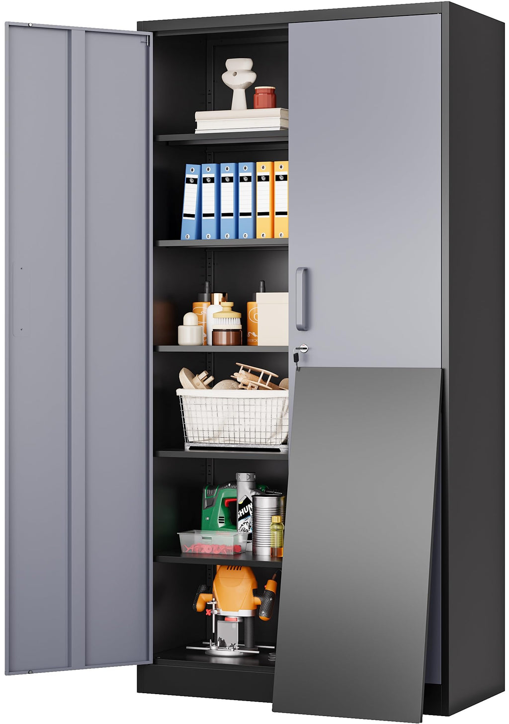 Heavy-Duty Metal Storage Cabinet with Adjustable Shelves