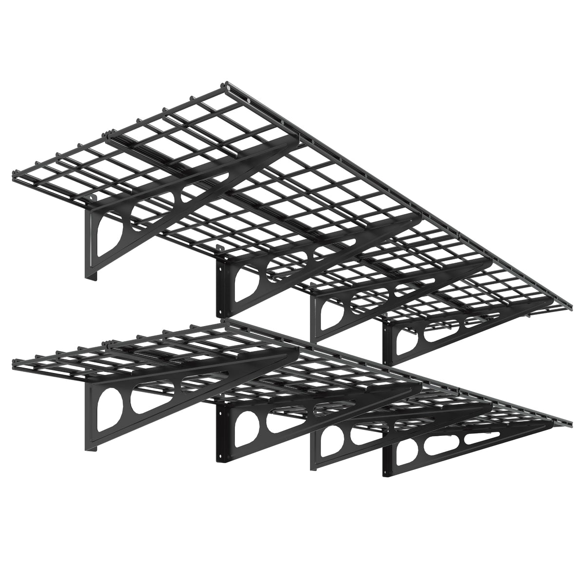 Wall-Mounted Garage Storage Shelf Rack with Utility Hooks