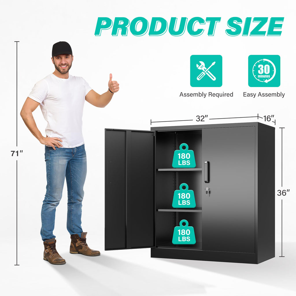 Heavy-Duty Metal Storage Cabinet with Adjustable Shelves