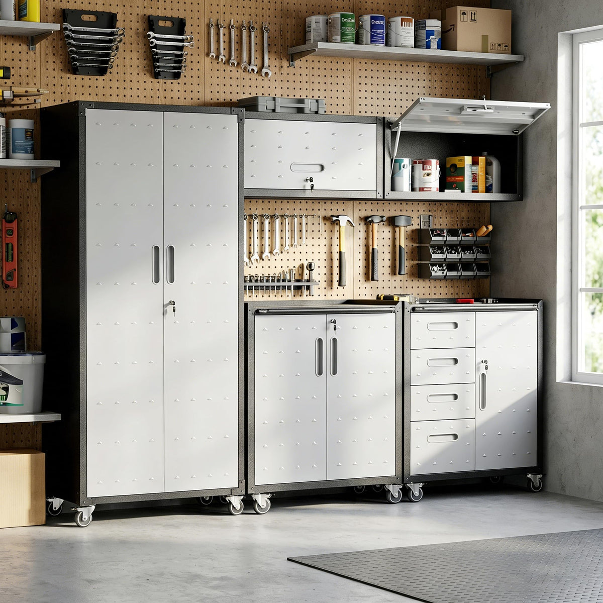 Heavy-Duty Modular Garage Cabinet & Tool Bench System
