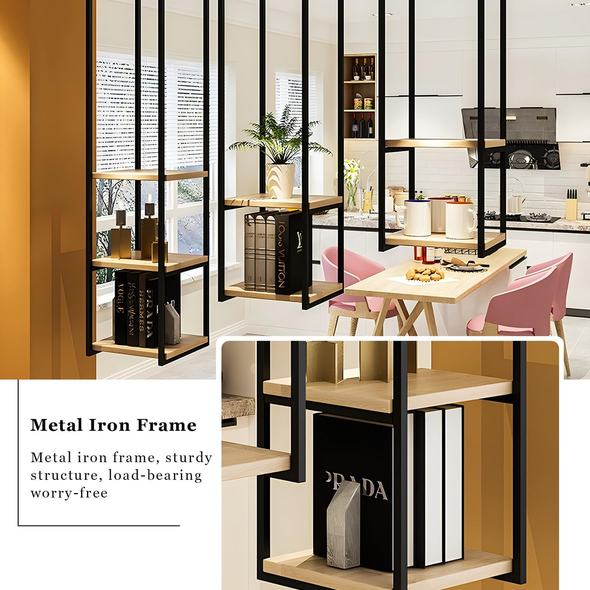 Hanging Floating Shelves, Ceiling Storage Shelf for Office Kitchen Organization Bedroom Decor, Wall Display Rack for Plants, Books, Wooden and Metal Shelving Unit (Size : 30x30x135cm)
