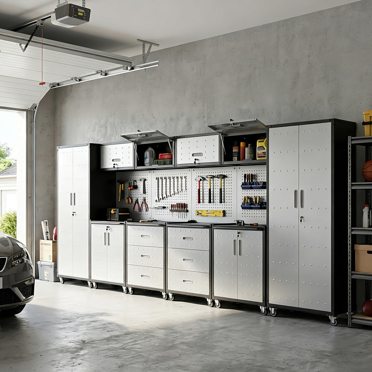 Heavy-Duty Modular Garage Cabinet & Tool Bench System