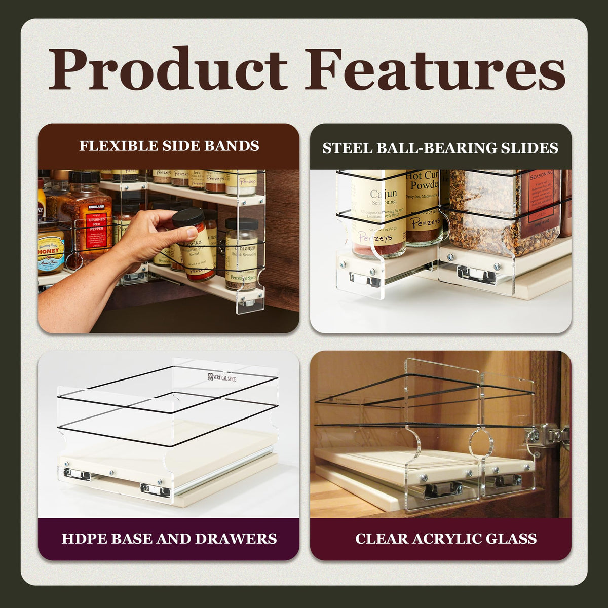 Vertical Spice Combo Spice Rack Drawer
