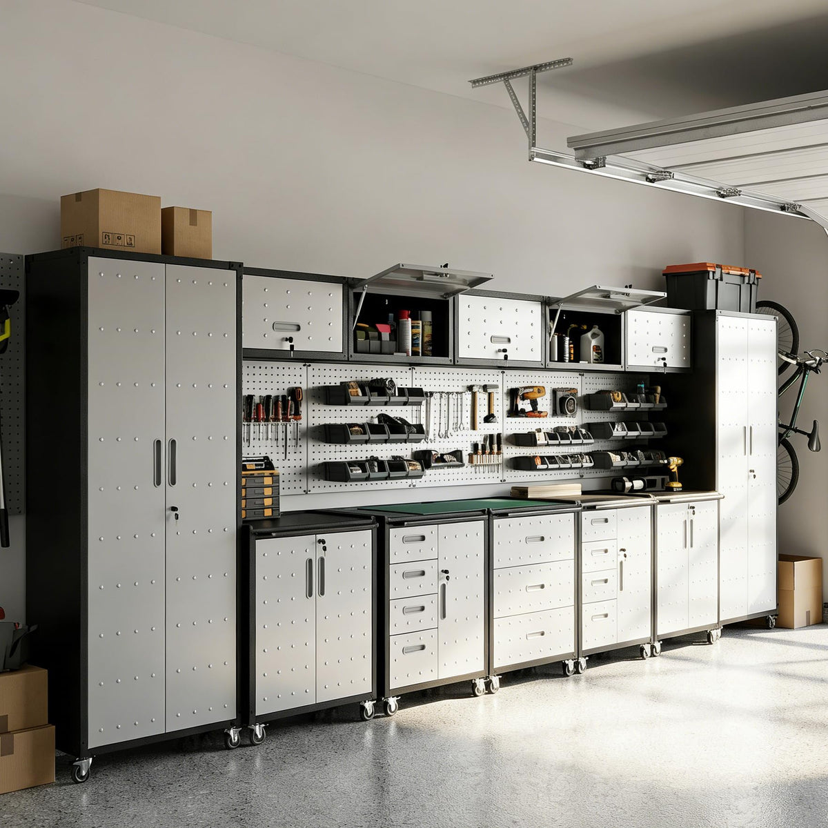 Heavy-Duty Modular Garage Cabinet & Tool Bench System