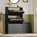 BORNOON Shoe Cabinet, Slim Narrow Shoe Storage Cabinet, Freestanding Shoe Organizer with Adjustable & Removable Shelves, Top Display Shelf for Entryway, Hallway, Foyer, Closet
