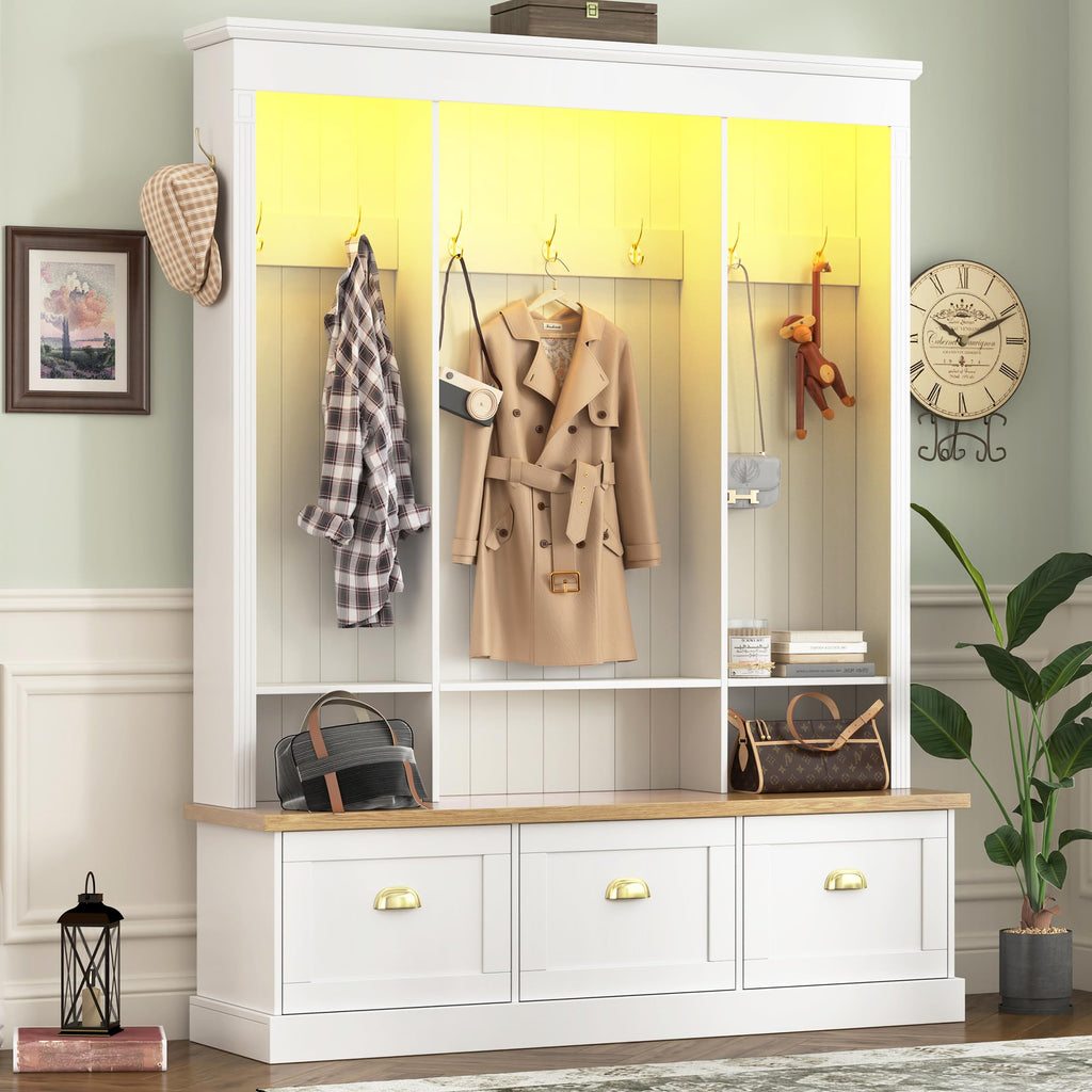 Freestanding Wardrobe Closet with Clothes Rack, Garment Armoire for