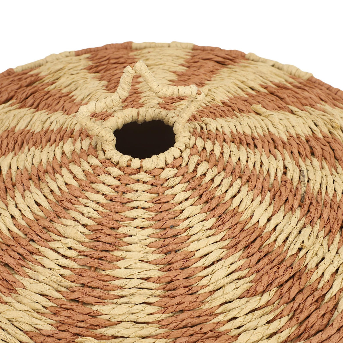 Vintage Rattan Woven Storage Baskets with Lids, 2-Pack