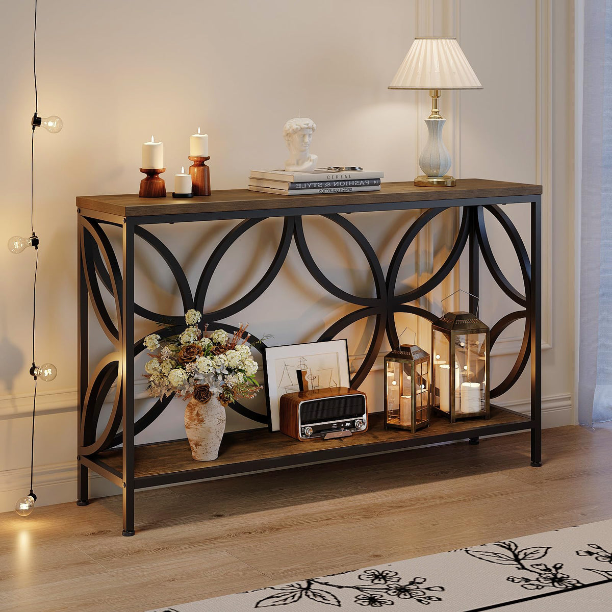 47.2-Inch Narrow Sofa Console Table with Entryway Storage