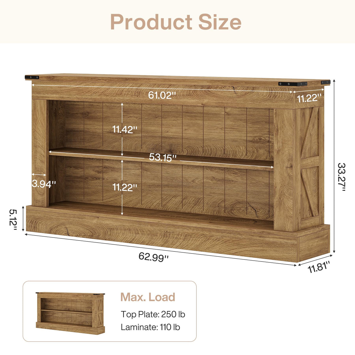 63-Inch Modern Console Table for Entryway & Living Room