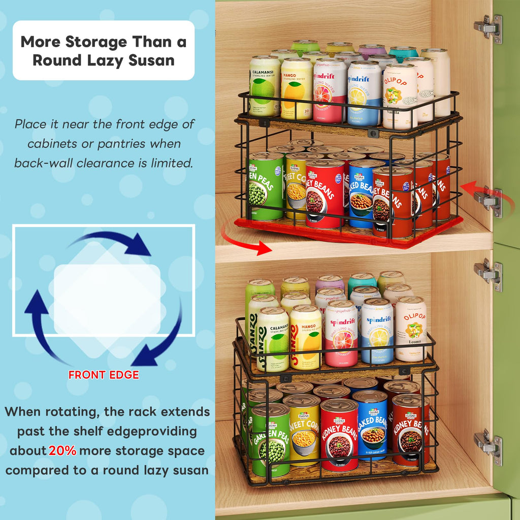 360° Rotating Can Rack Organizer for Pantry